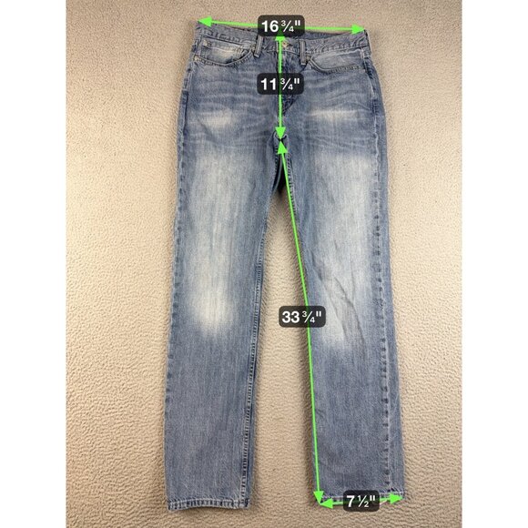 Levis 514 Jeans Mens 34x34 Blue Straight Fit Slim Leg Classic Cotton Denim Pants - Picture 3 of 9